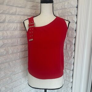 VINTAGE Y2K Red One Shoulder Buckle Sleeveless Top
